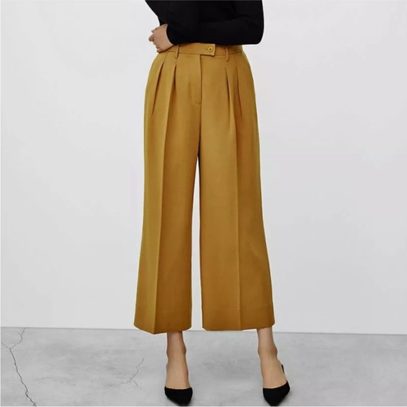 Aritzia Babaton Eckhardt Pleated Wide Leg High Waist Pants Black Trousers Size 4 - Picture 4 of 13
